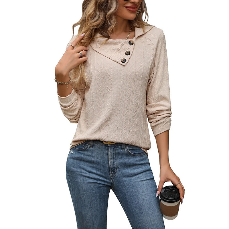 Damen Feinstrick-Pullover mit asymmetrischer Knopfleiste und Strukturmuster Nord Taschen