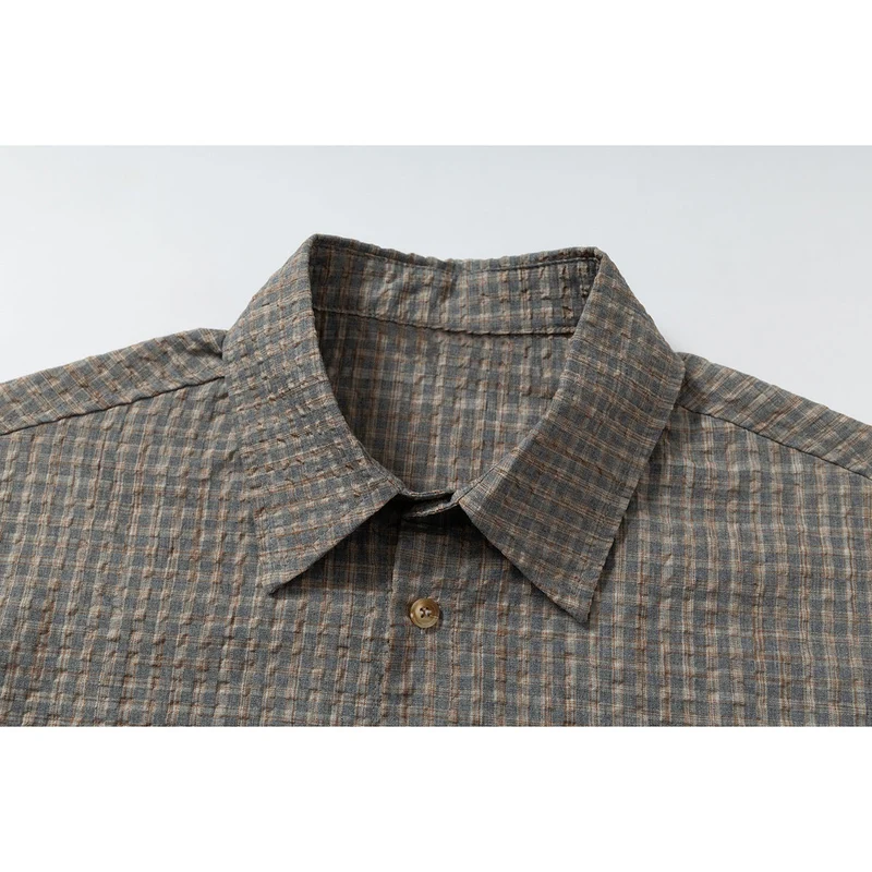 Herren Leichtes Karo-Overshirt aus Baumwollmischung mit geradem Saum und aufgesetzter Brusttasche Nord Taschen