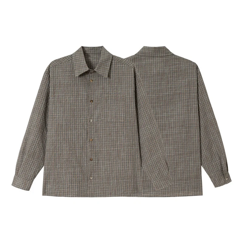 Herren Leichtes Karo-Overshirt aus Baumwollmischung mit geradem Saum und aufgesetzter Brusttasche Nord Taschen