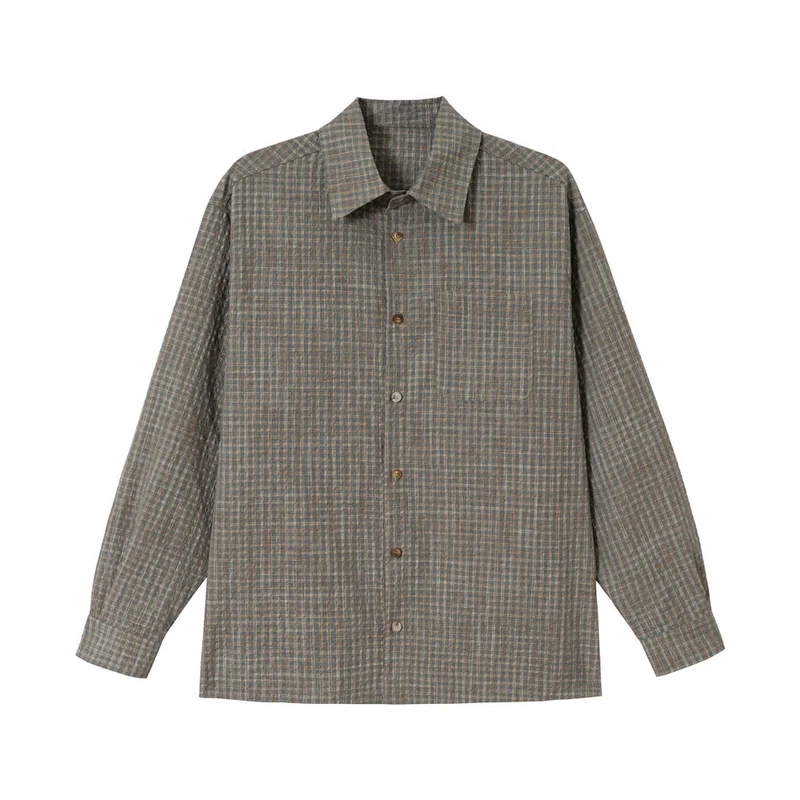 Herren Leichtes Karo-Overshirt aus Baumwollmischung mit geradem Saum und aufgesetzter Brusttasche Nord Taschen