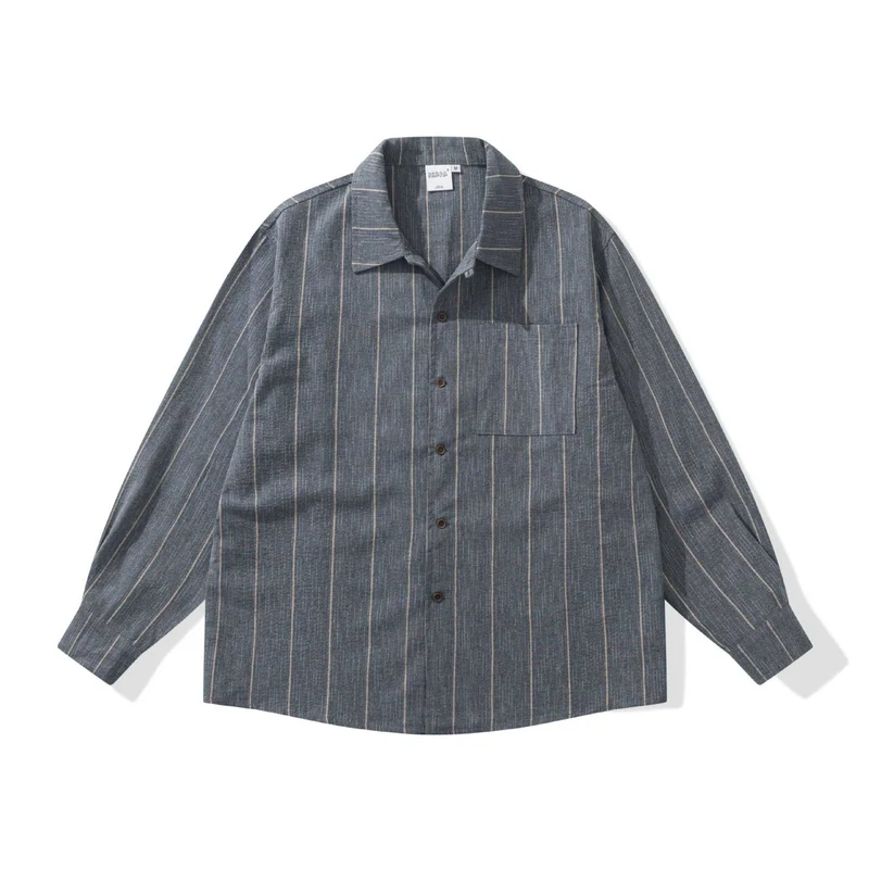 Herren Leichtes Overshirt im Relaxed‑Schnitt mit feiner Streifenstruktur Nord Taschen