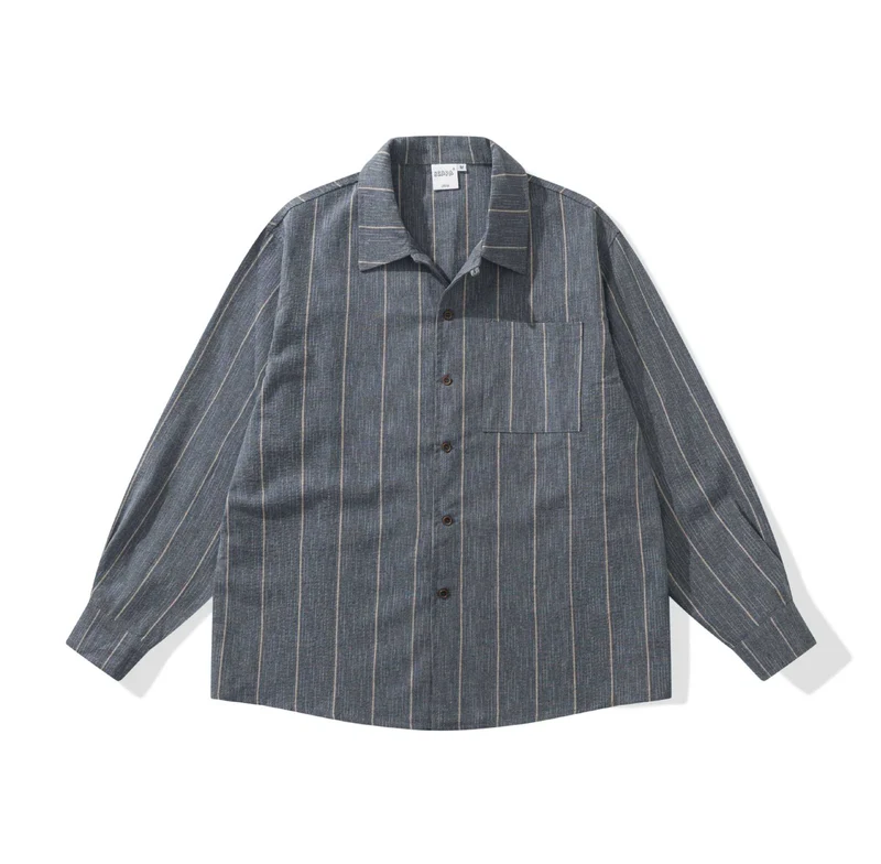 Herren Leichtes Overshirt im Relaxed‑Schnitt mit feiner Streifenstruktur Nord Taschen