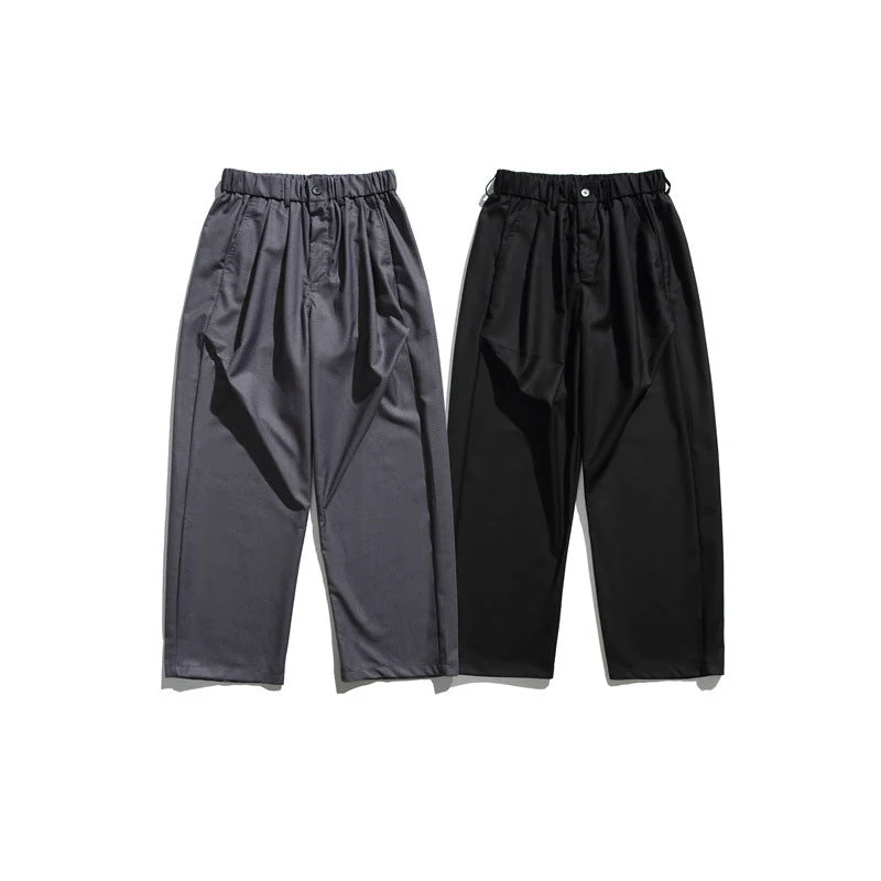 Herren Locker geschnittene Bundfalten-Cropped-Hose mit elastischem Bund und Bügelfalte Nord Taschen