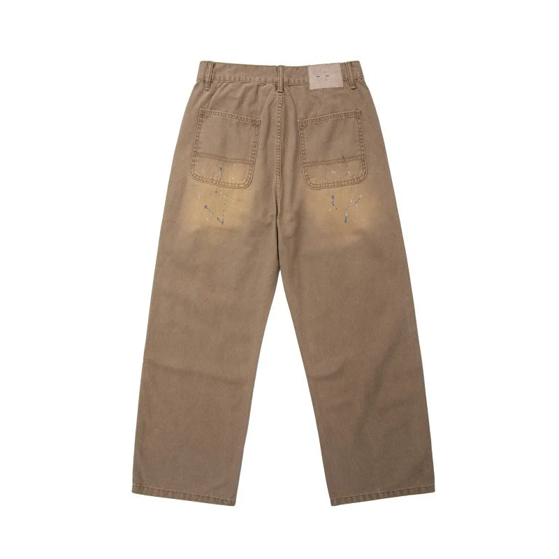 Herren Locker geschnittene Workwear-Hose mit Paint‑Splatter und Destroyed‑Details Nord Taschen