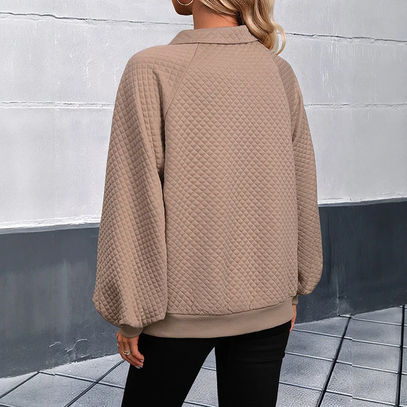 Damen Gepolsterter Stepp‑Pullover mit Polokragen und Kängurutasche Nord Taschen