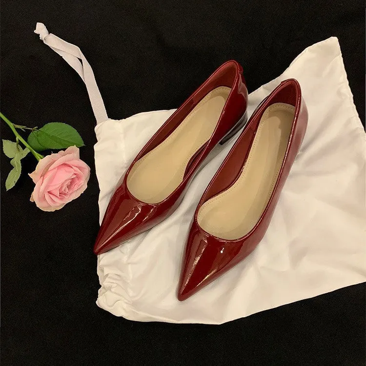 Damen elegante spitze Ballerinas aus hochwertigem Leder