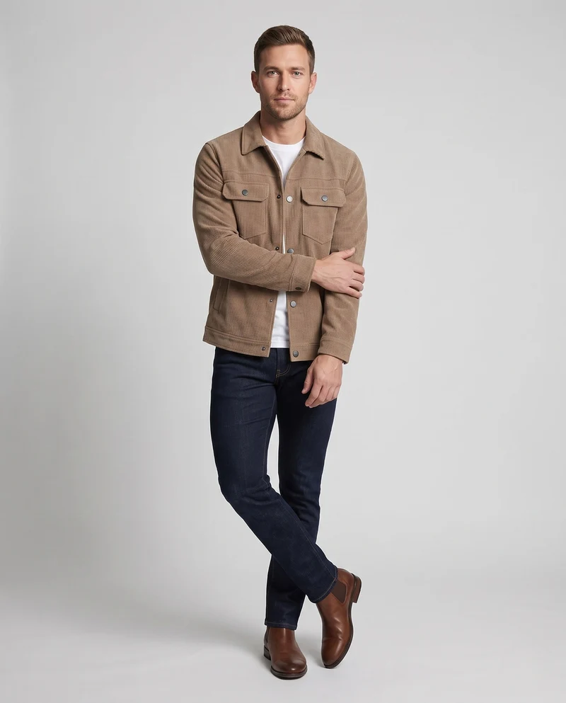 Herren Freizeit Cordjacke mit Brusttaschen Nord Taschen