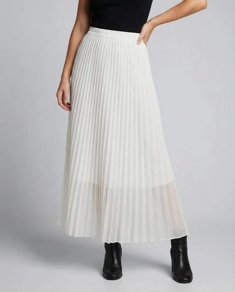 Damen Plissierter Chiffon-Maxirock Hoher Bund