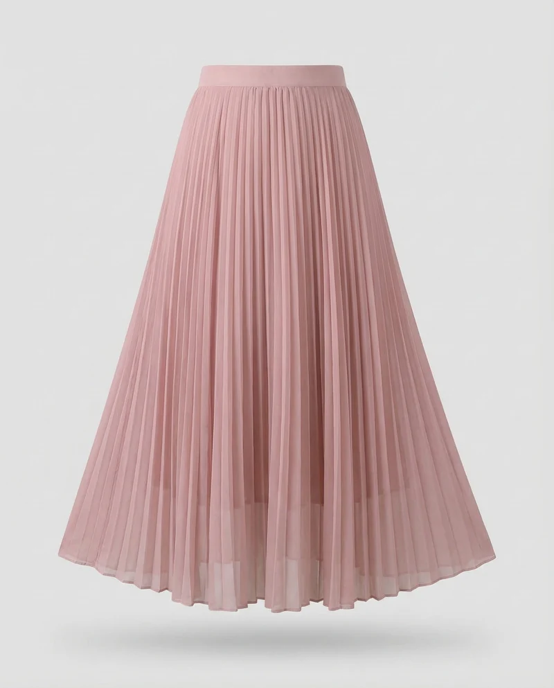 Damen Plissierter Chiffon-Maxirock Hoher Bund