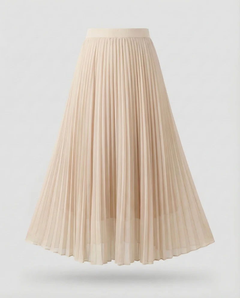 Damen Plissierter Chiffon-Maxirock Hoher Bund