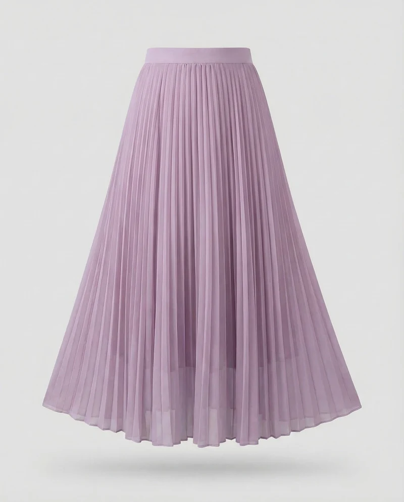 Damen Plissierter Chiffon-Maxirock Hoher Bund