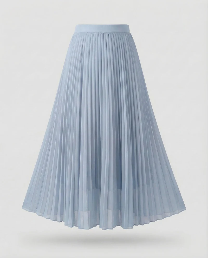 Damen Plissierter Chiffon-Maxirock Hoher Bund