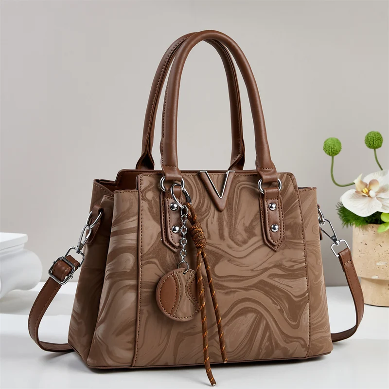 Damen Handtasche mit elegantem Marmordesign und abnehmbarem Schulterriemen Nord Taschen