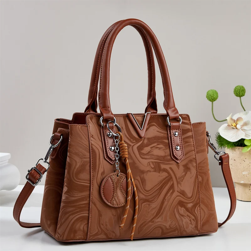 Damen Handtasche mit elegantem Marmordesign und abnehmbarem Schulterriemen Nord Taschen