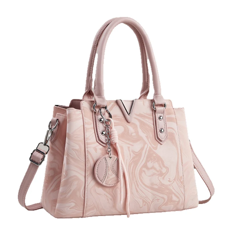 Damen Handtasche mit elegantem Marmordesign und abnehmbarem Schulterriemen Nord Taschen
