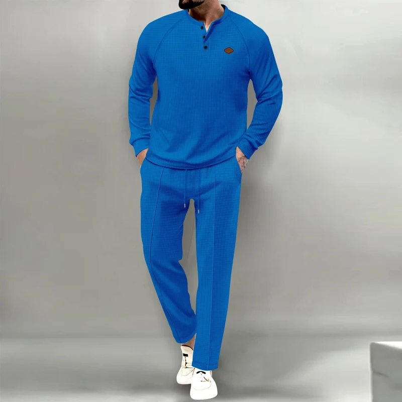 Herren hochwertiger Freizeitanzug mit Knopfleiste und eleganten Taschen