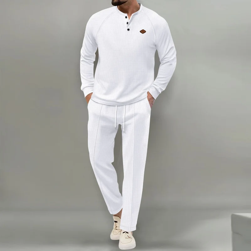 Herren hochwertiger Freizeitanzug mit Knopfleiste und eleganten Taschen