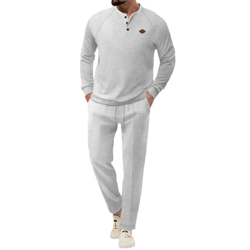 Herren hochwertiger Freizeitanzug mit Knopfleiste und eleganten Taschen