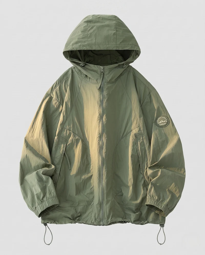Unisex nan leichte winddichte Kapuzenjacke im Oversize-Schnitt mit verstellbarem Saum Nord Taschen
