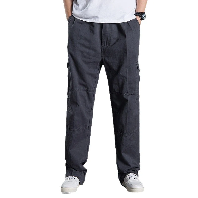 Herren Weite Utility-Cargohose aus Baumwollcanvas mit Mehrfach-Taschen und Kordelbund Nord Taschen