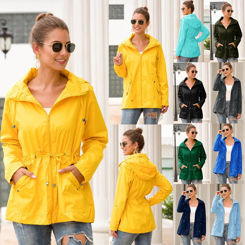 Damen leichte Übergangsjacke mit verstellbarem Taillenzug und praktischen Taschen