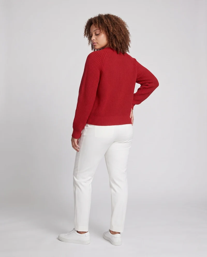 Damen flauschiger V-Ausschnitt Pullover im Mohair-Look mit gerippten Bündchen Nord Taschen