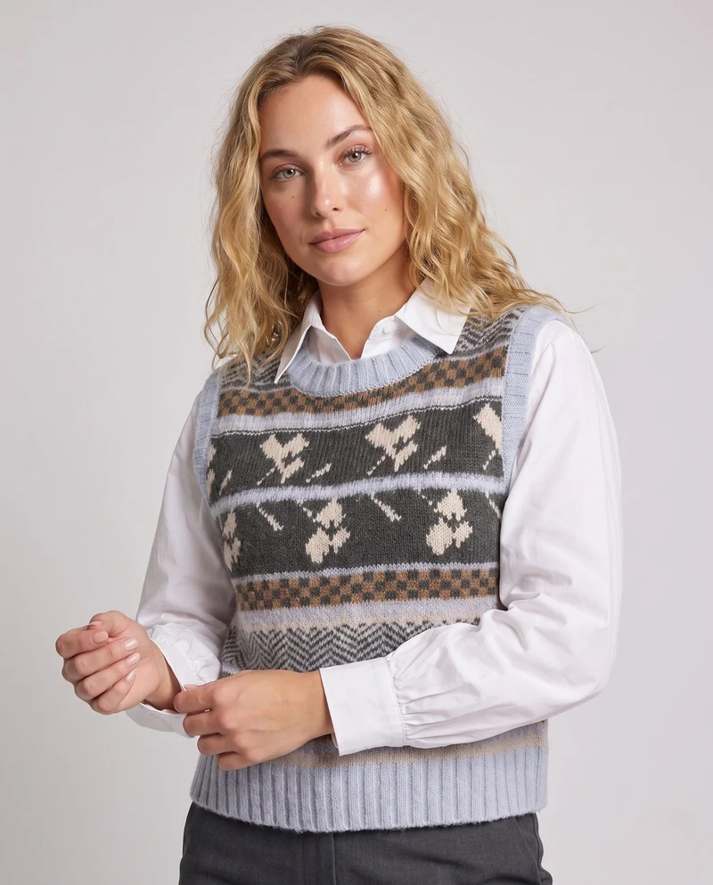 Damen gemustertes Strickweste im norwegischen Look mit weichem Mohair-Effekt Nord Taschen