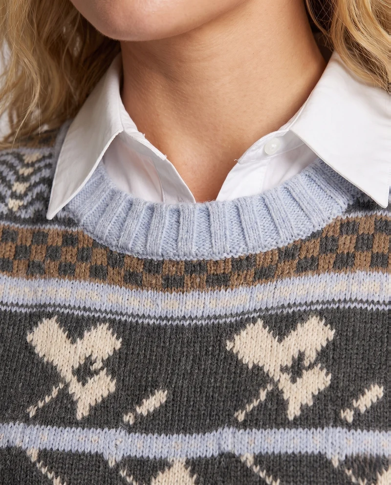 Damen gemustertes Strickweste im norwegischen Look mit weichem Mohair-Effekt Nord Taschen