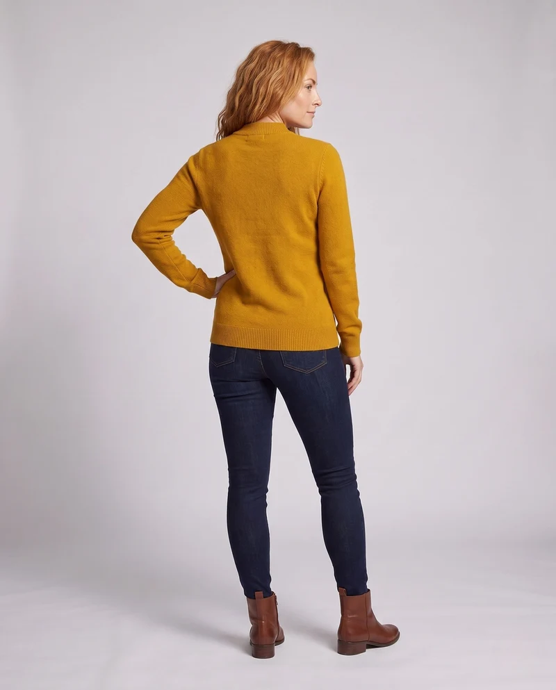 Frauen Flauschiger Mockneck Pullover aus Mohair-Mix mit offener Herzstruktur Nord Taschen