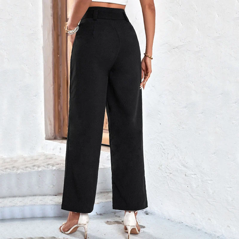 Damen Hochtaillierte Paperbag-Culotte mit Bindegürtel und weitem Bein Nord Taschen
