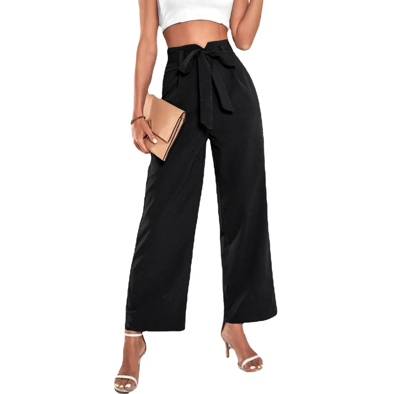 Damen Hochtaillierte Paperbag-Culotte mit Bindegürtel und weitem Bein Nord Taschen