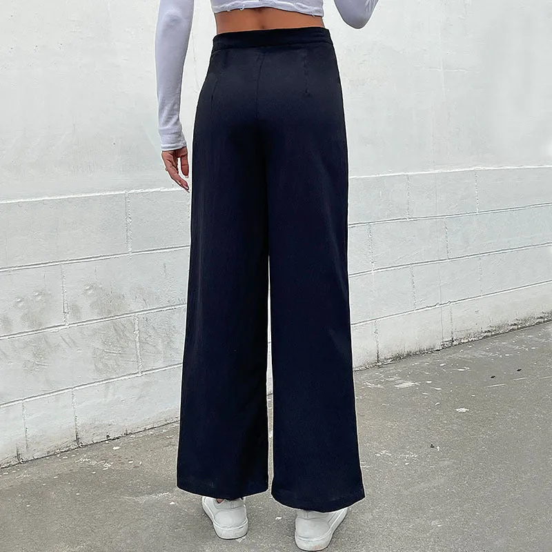 Damen Hochtaillierte Wide‑Leg‑Hose mit maritim inspirierter Zierknopfleiste Nord Taschen