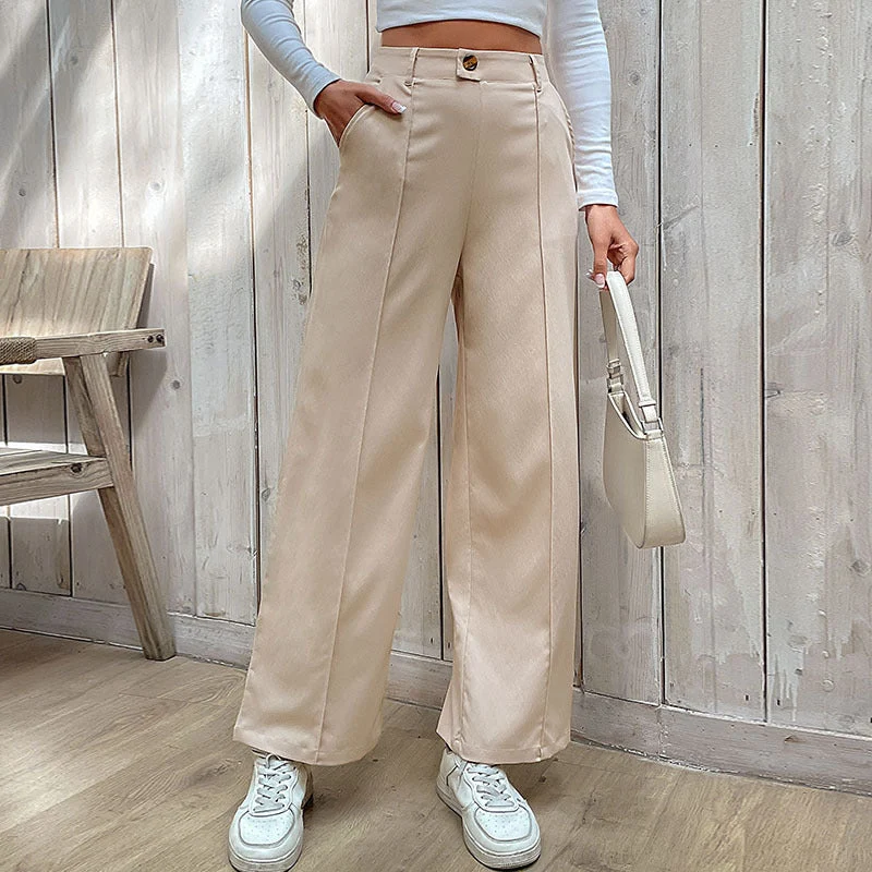 Damen Hochtaillierte Wide‑Leghose mit Bügelfalte und subtiler Anzugoptik Nord Taschen