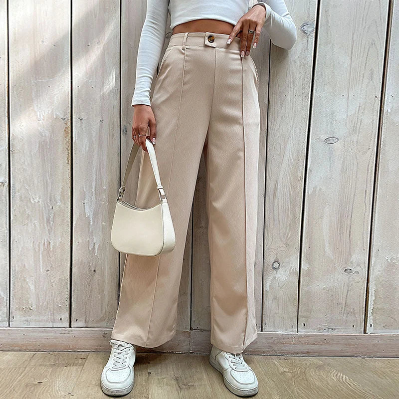 Damen Hochtaillierte Wide‑Leghose mit Bügelfalte und subtiler Anzugoptik Nord Taschen