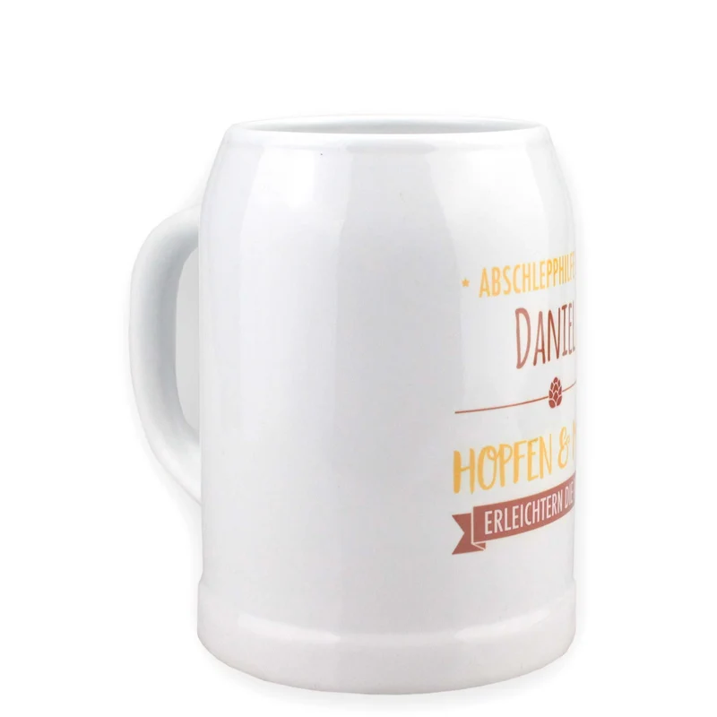 Bierkrug "Abschlepphilfe" mit Namesaufdruck