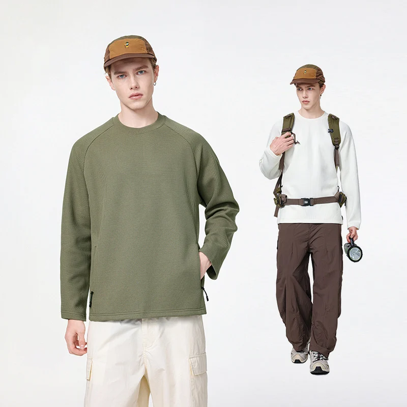 Herren Waffelstruktur-Thermo-Sweatshirt mit Raglanärmeln und Reißverschlusstaschen Nord Taschen