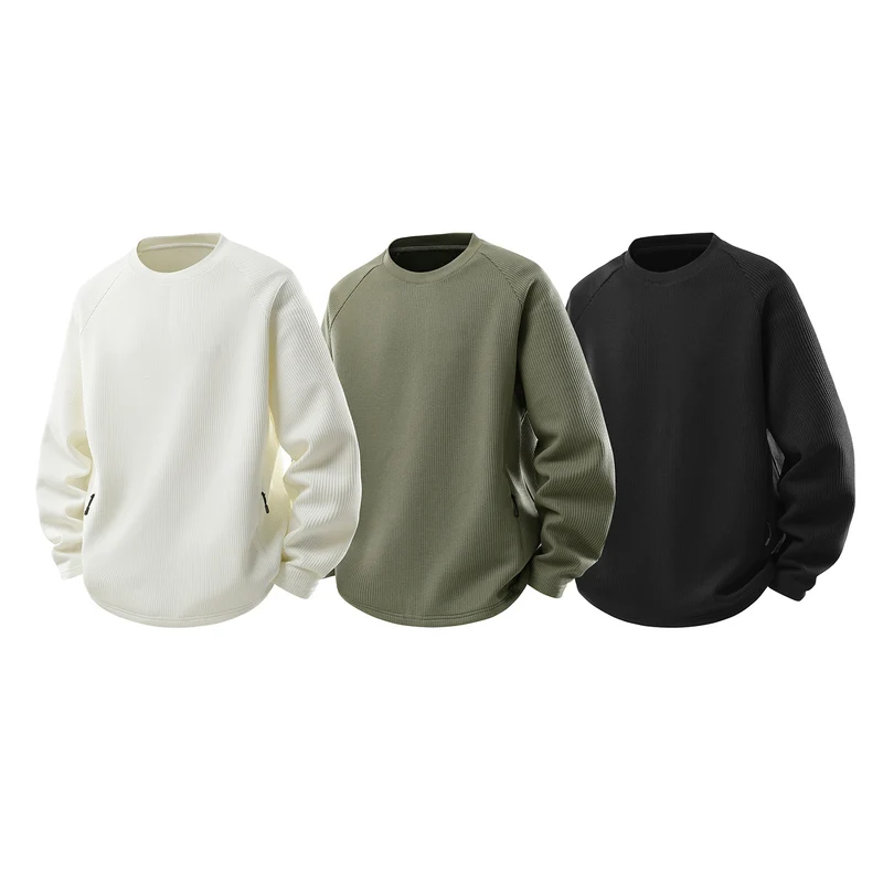 Herren Waffelstruktur-Thermo-Sweatshirt mit Raglanärmeln und Reißverschlusstaschen Nord Taschen