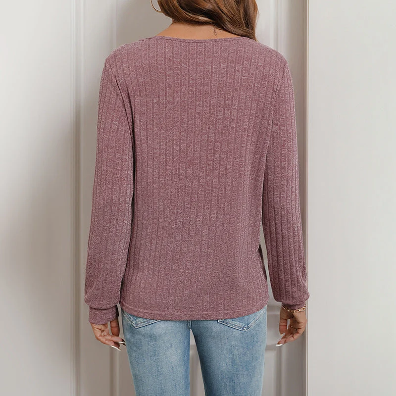 Damen Geripptes Layering-Top mit Zierknopfleiste, Karree-Ausschnitt und taillierter Silhouette Nord Taschen