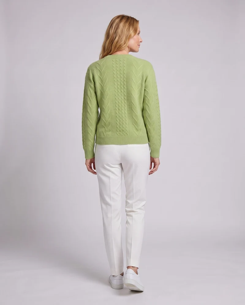 Damen figurbetonender feiner Strickpullover mit Kabelstruktur und Mohair-Look Nord Taschen