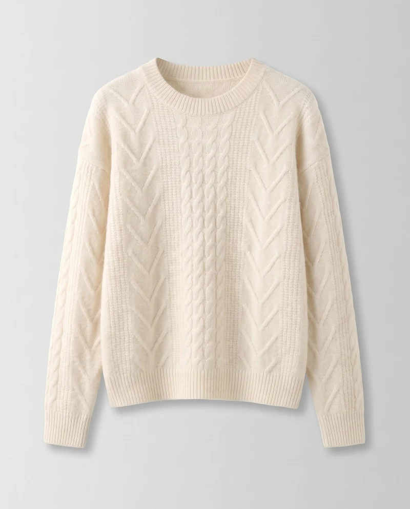 Damen figurbetonender feiner Strickpullover mit Kabelstruktur und Mohair-Look Nord Taschen