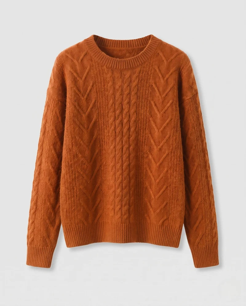 Damen figurbetonender feiner Strickpullover mit Kabelstruktur und Mohair-Look Nord Taschen