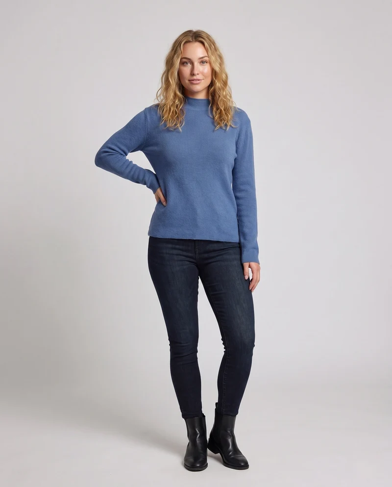 Damen Fitted Feinstrickpullover mit kurzem Stehkragen und Kaschmir-Look Nord Taschen