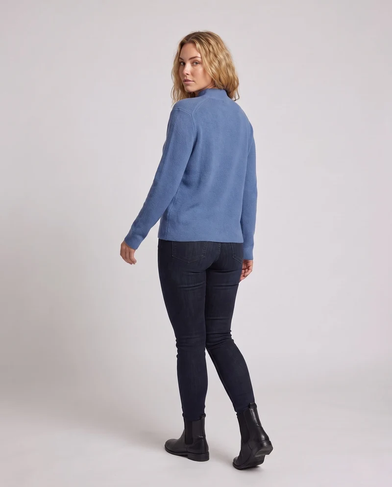 Damen Fitted Feinstrickpullover mit kurzem Stehkragen und Kaschmir-Look Nord Taschen