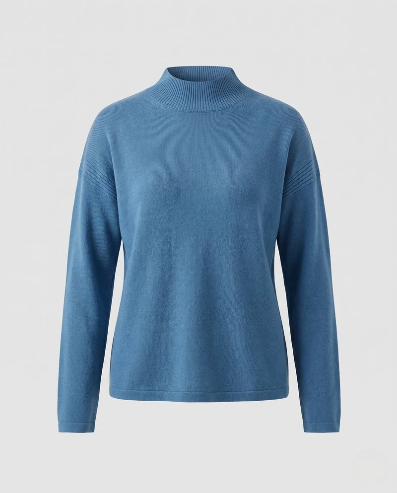 Damen Fitted Feinstrickpullover mit kurzem Stehkragen und Kaschmir-Look Nord Taschen
