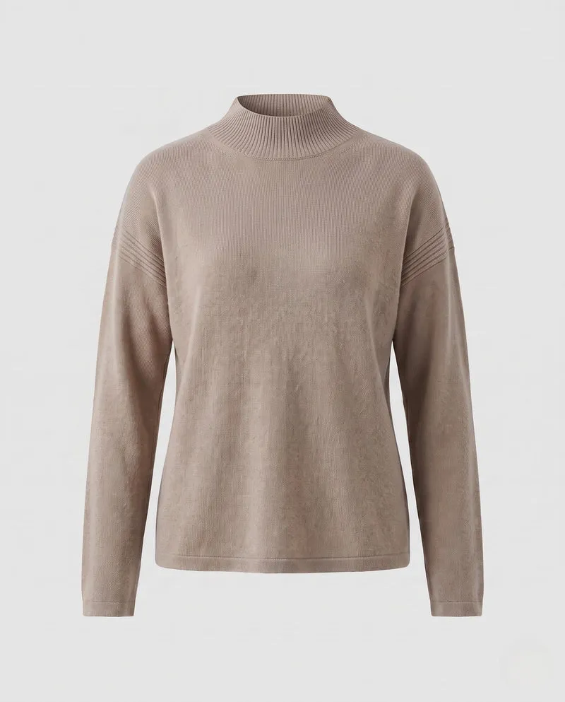 Damen Fitted Feinstrickpullover mit kurzem Stehkragen und Kaschmir-Look Nord Taschen