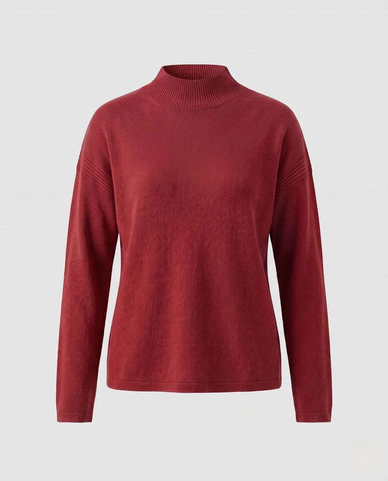 Damen Fitted Feinstrickpullover mit kurzem Stehkragen und Kaschmir-Look Nord Taschen