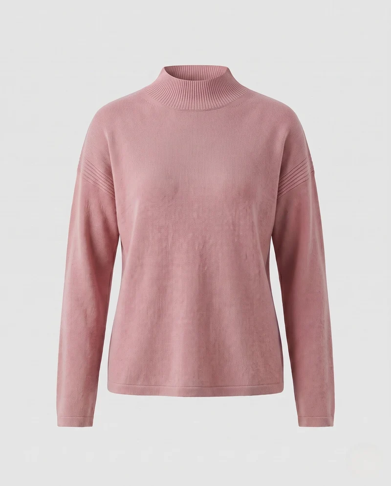Damen Fitted Feinstrickpullover mit kurzem Stehkragen und Kaschmir-Look Nord Taschen
