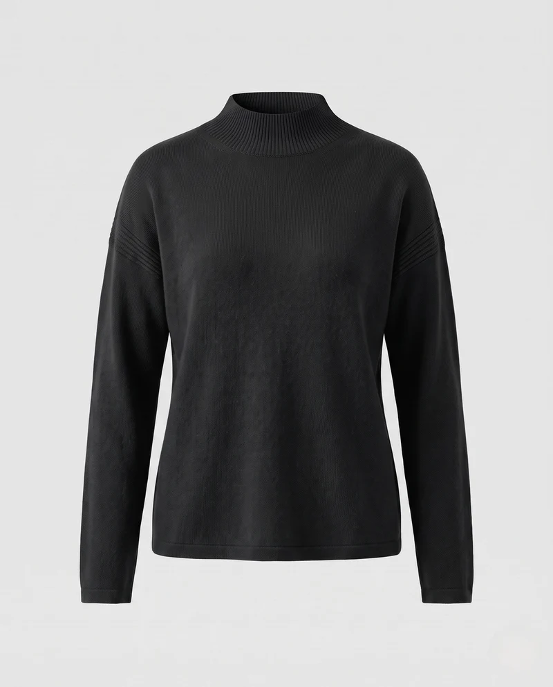 Damen Fitted Feinstrickpullover mit kurzem Stehkragen und Kaschmir-Look Nord Taschen