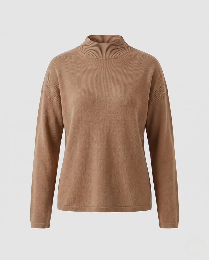 Damen Fitted Feinstrickpullover mit kurzem Stehkragen und Kaschmir-Look Nord Taschen