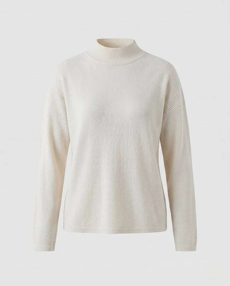 Damen Fitted Feinstrickpullover mit kurzem Stehkragen und Kaschmir-Look Nord Taschen